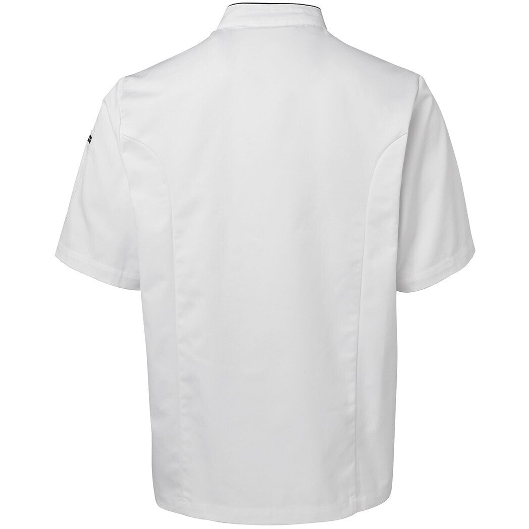 JB's Wear 5CJ2 S/S Chefs Jacket - Back View | color:White/Black Piping|view:back