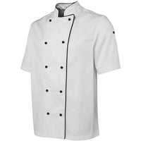 JB's Wear 5CJ2 S/S Chefs Jacket - Side View | color:White/Black Piping|view:side