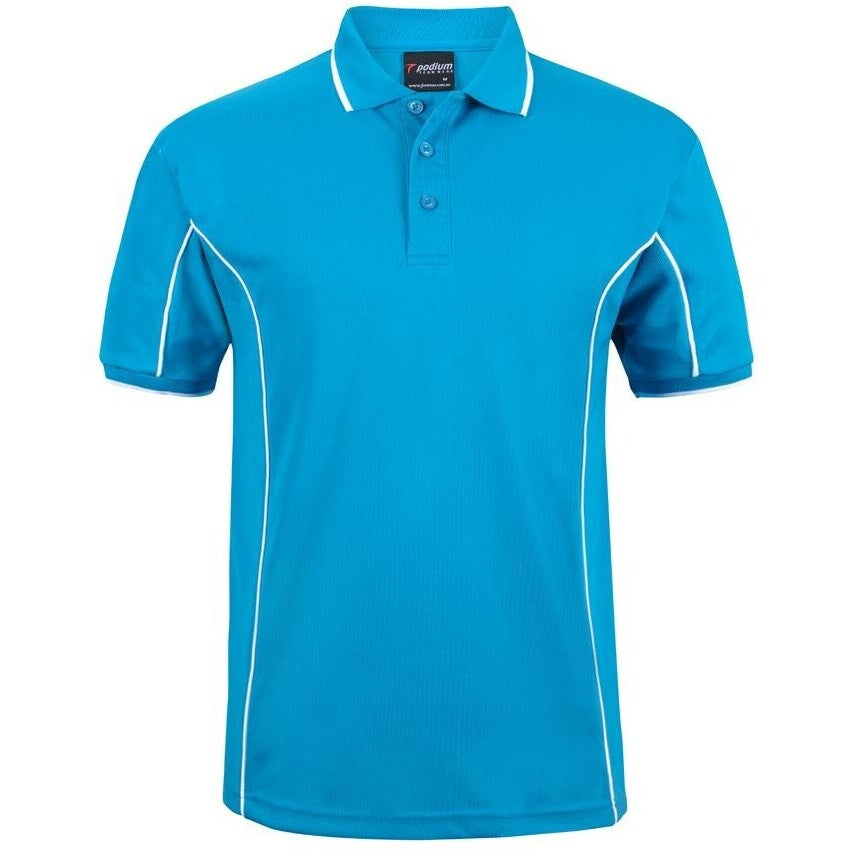 JB's Wear 7PIP S/S Piping Polo - Front View | color:Aqua/White|view:front