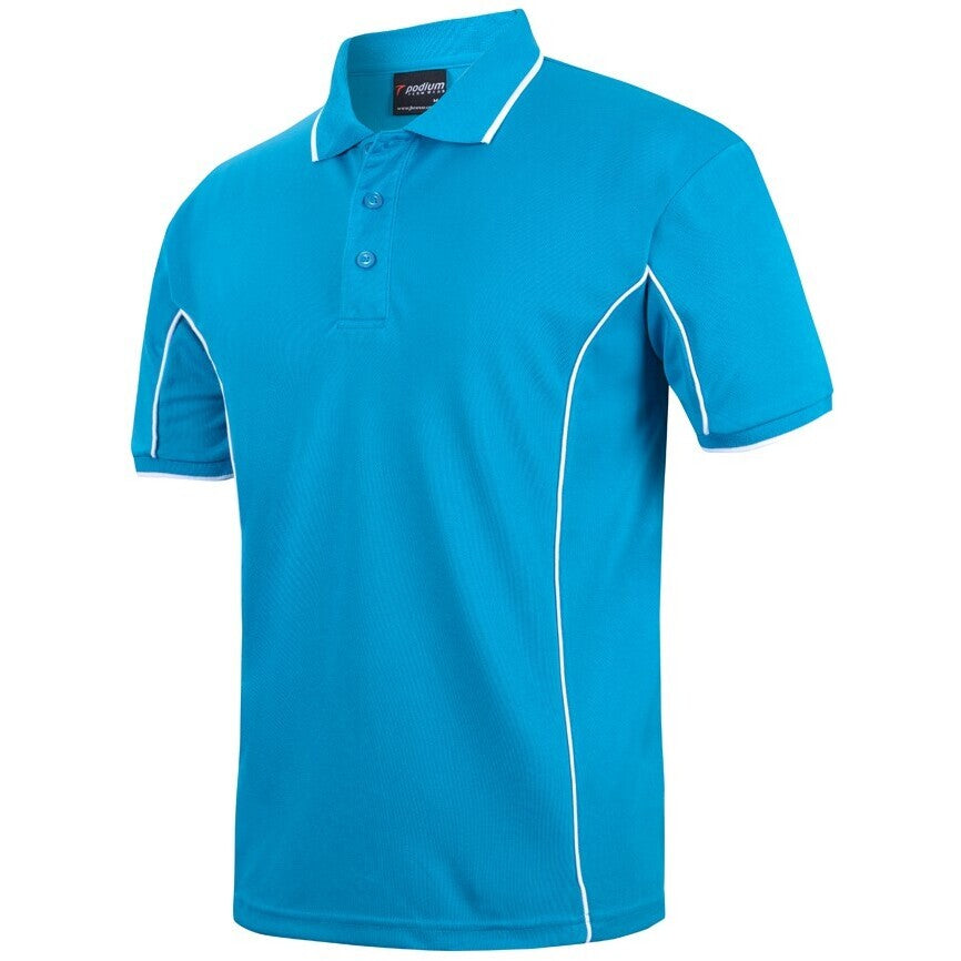 JB's Wear 7PIP S/S Piping Polo - Side View | color:Aqua/White|view:side