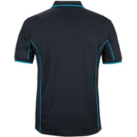 JB's Wear 7PIP S/S Piping Polo - Back View | color:Black/Aqua|view:back