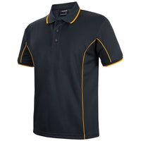 JB's Wear 7PIP S/S Piping Polo - Side View | color:Black/Gold|view:side