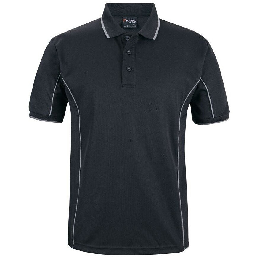 JB's Wear 7PIP S/S Piping Polo - Front View | color:Black/Grey|view:front