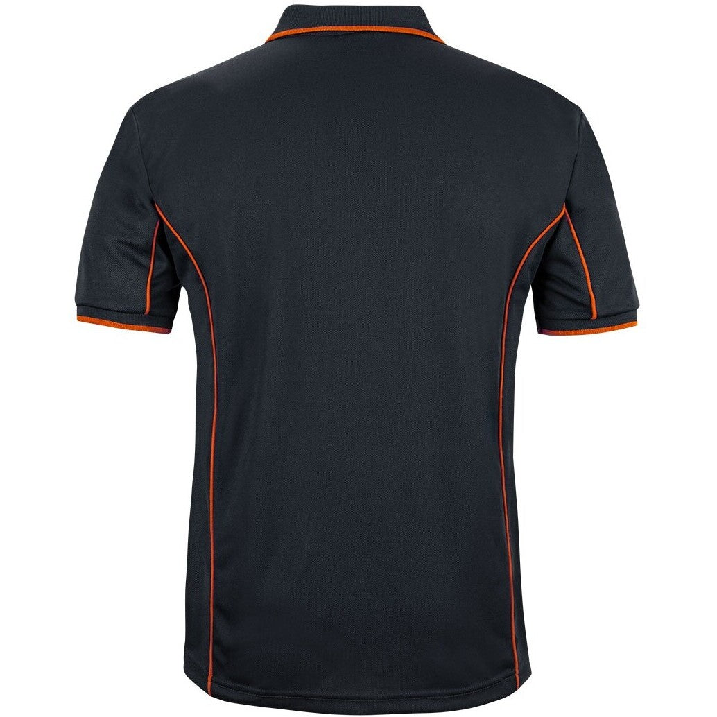 JB's Wear 7PIP S/S Piping Polo - Back View | color:Black/Orange|view:back