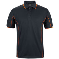 JB's Wear 7PIP S/S Piping Polo - Front View | color:Black/Orange|view:front