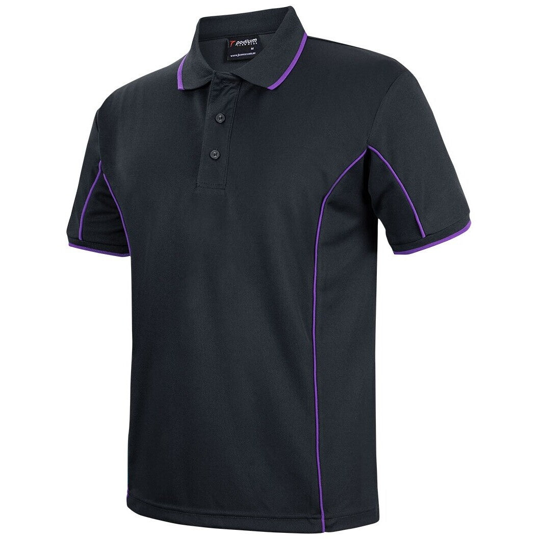 JB's Wear 7PIP S/S Piping Polo - Side View | color:Black/Purple|view:side