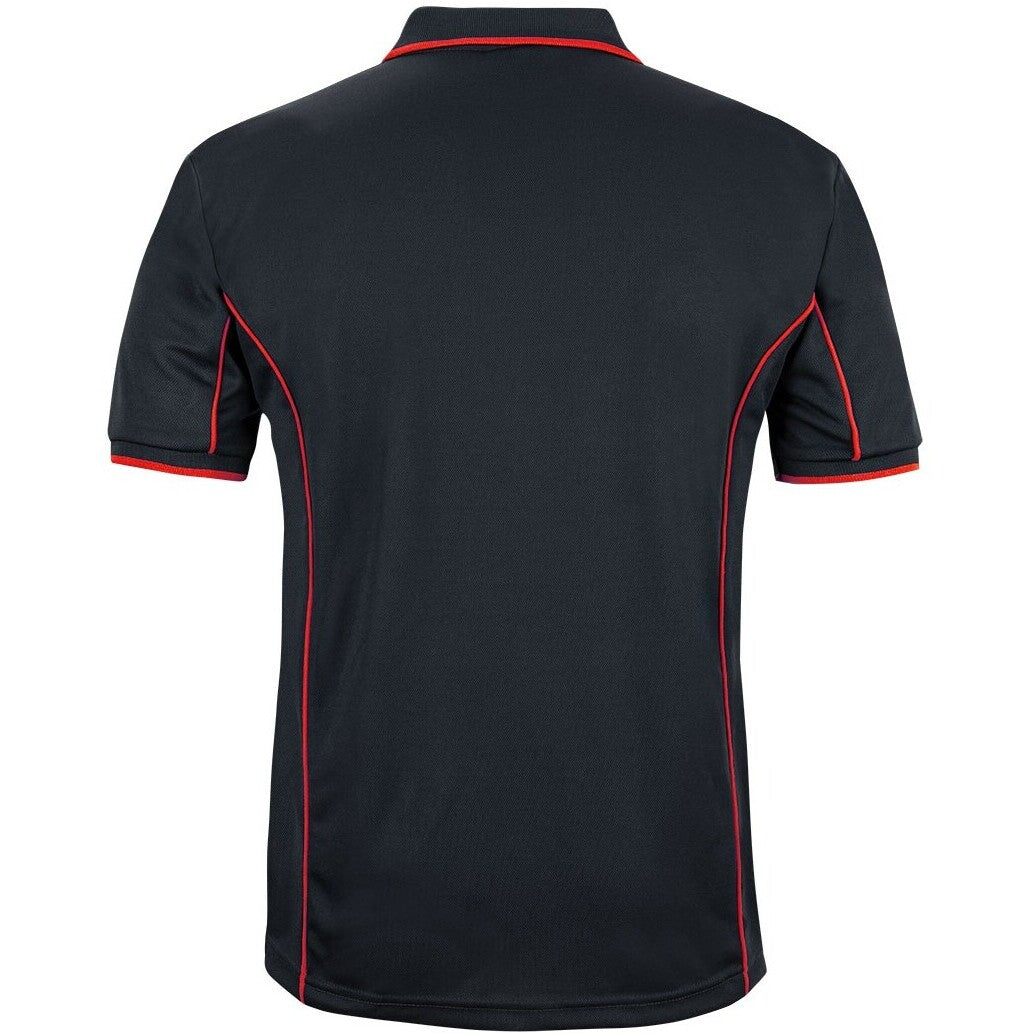 JB's Wear 7PIP S/S Piping Polo - Back View | color:Black/Red|view:back