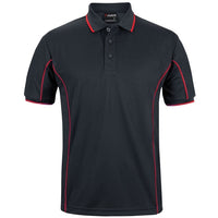 JB's Wear 7PIP S/S Piping Polo - Front View | color:Black/Red|view:front