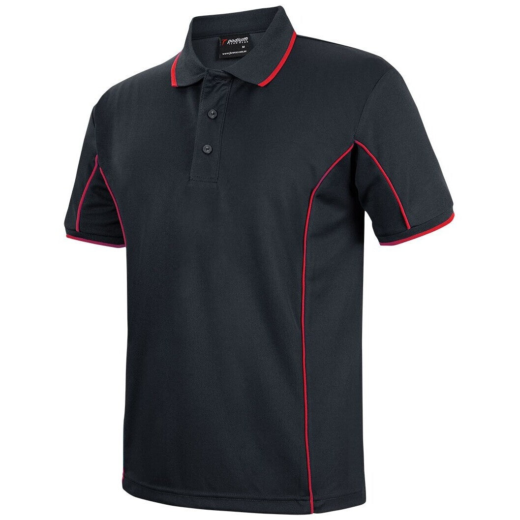 JB's Wear 7PIP S/S Piping Polo - Side View | color:Black/Red|view:side
