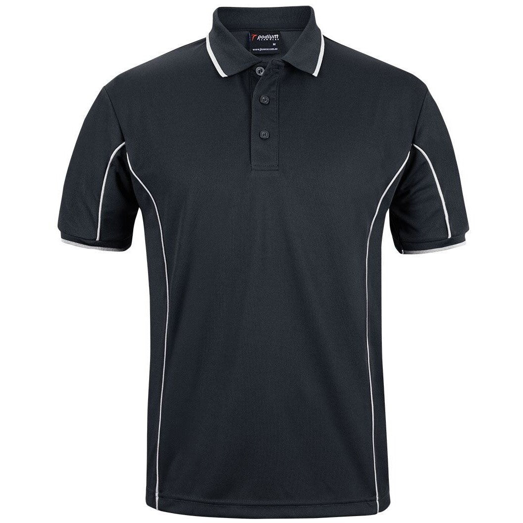 JB's Wear 7PIP S/S Piping Polo - Front View | color:Black/White|view:front