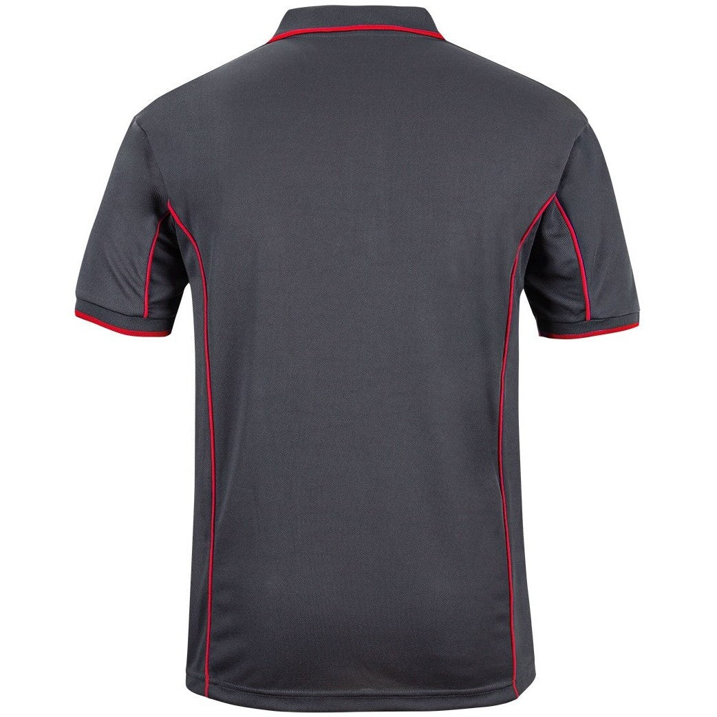 JB's Wear 7PIP S/S Piping Polo - Back View | color:Charcoal/Red|view:back