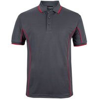 JB's Wear 7PIP S/S Piping Polo - Front View | color:Charcoal/Red|view:front