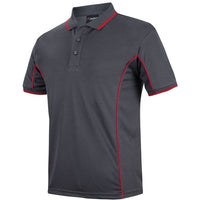 JB's Wear 7PIP S/S Piping Polo - Side View | color:Charcoal/Red|view:side