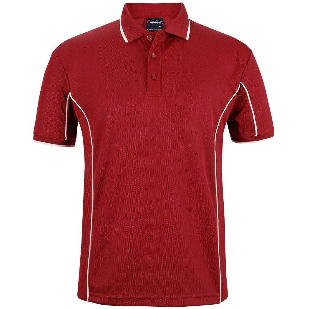 JB's Wear 7PIP S/S Piping Polo - Front View | color:Dark Red/White|view:front