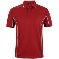 JB's Wear 7PIP S/S Piping Polo - Front View | color:Dark Red/White|view:front