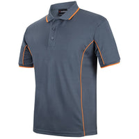 JB's Wear 7PIP S/S Piping Polo - Side View | color:Grey/Orange|view:side