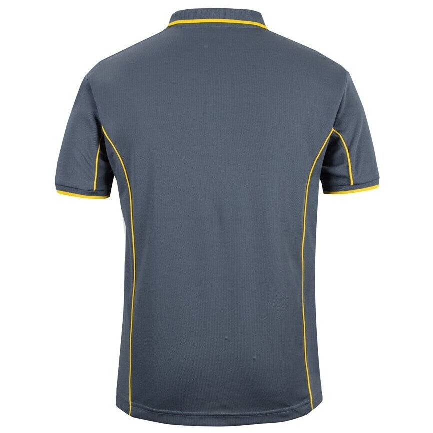 JB's Wear 7PIP S/S Piping Polo - Back View | color:Grey/Yellow|view:back