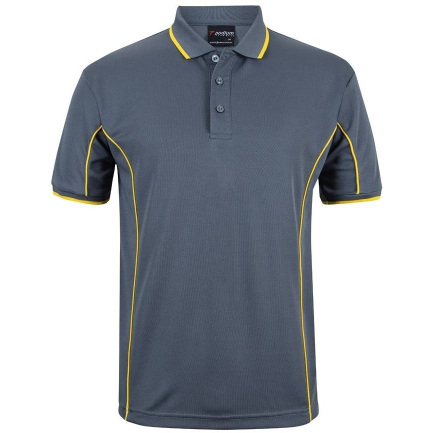 JB's Wear 7PIP S/S Piping Polo - Front View | color:Grey/Yellow|view:front
