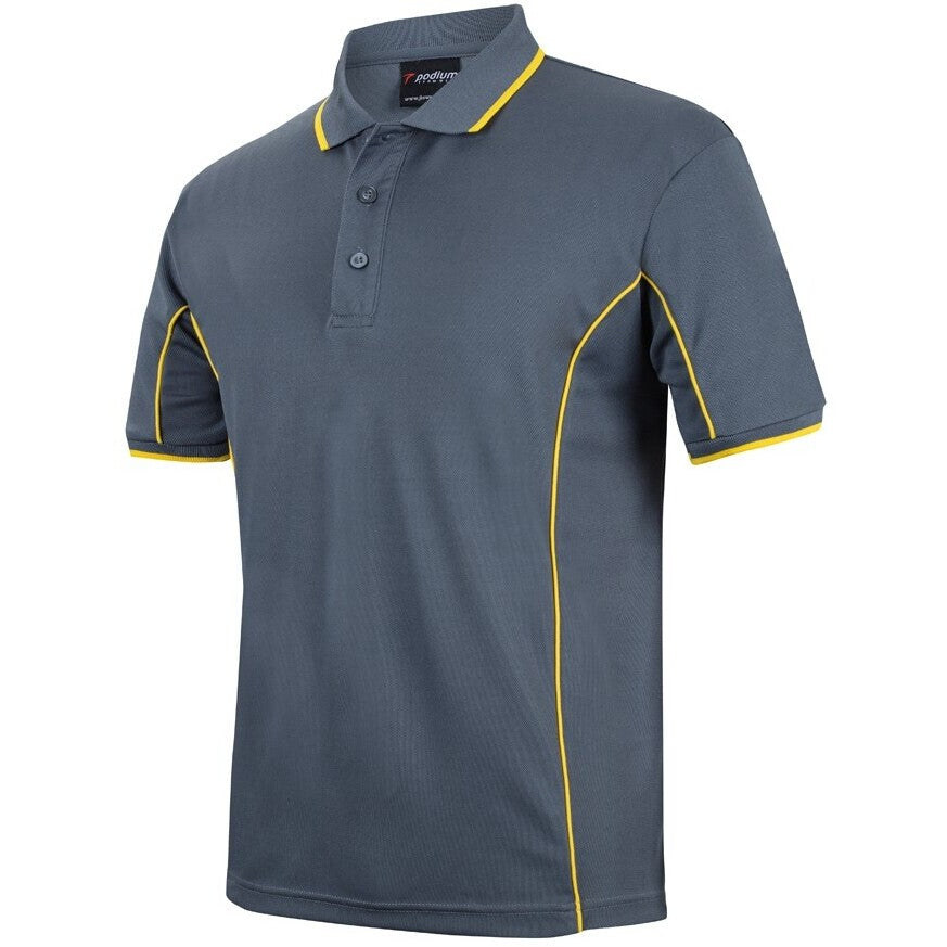 JB's Wear 7PIP S/S Piping Polo - Side View | color:Grey/Yellow|view:side