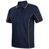 JB's Wear 7PIP S/S Piping Polo - Side View | color:Navy/Gold|view:side