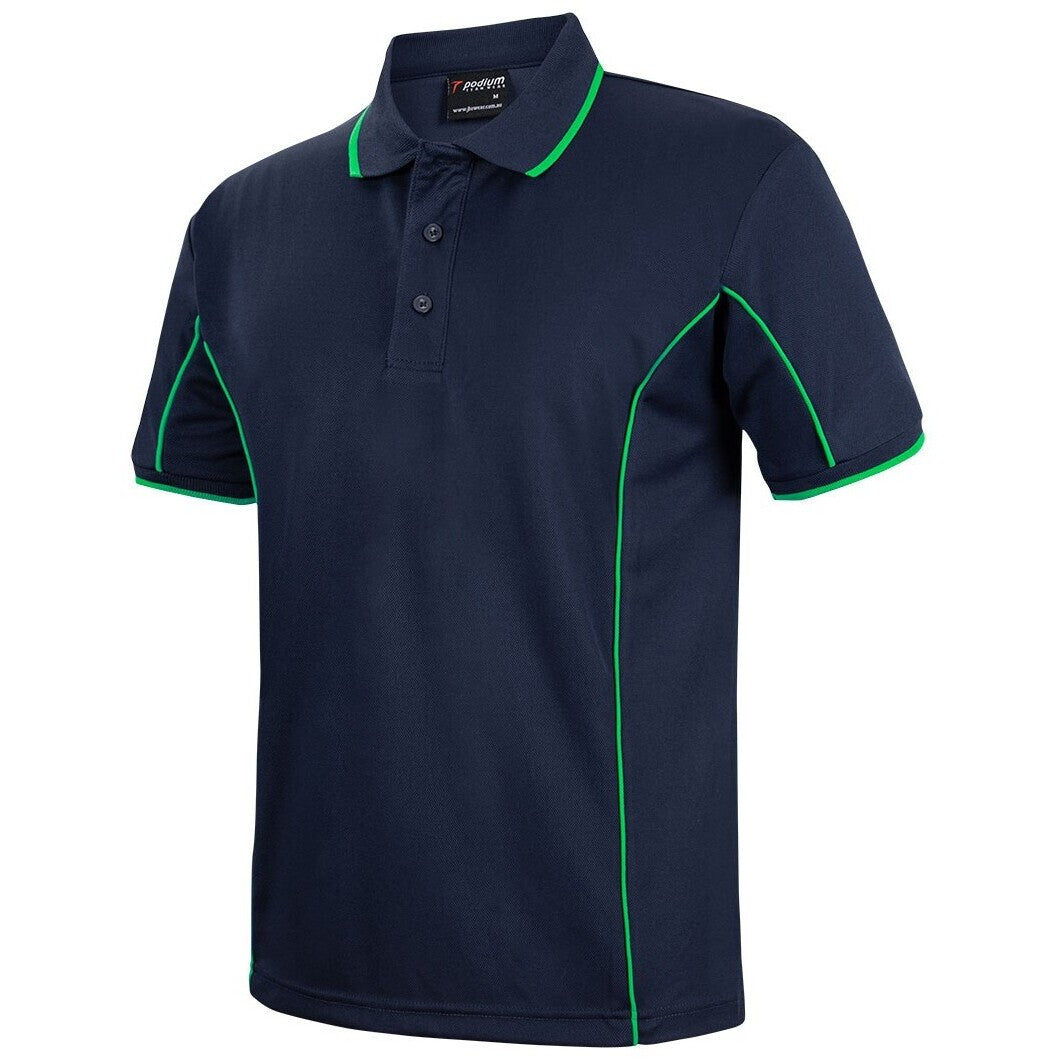 JB's Wear 7PIP S/S Piping Polo - Side View | color:Navy/Green|view:side