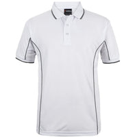 JB's Wear 7PIP S/S Piping Polo - Front View | color:White/Grey|view:front