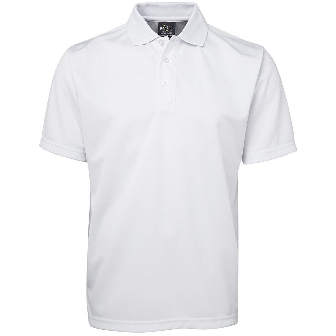JB's Wear 7SPP S/S Poly Polo - Front View | color:White|view:front