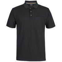 JB's Wear 7SPR S/S Recycled Polyester Pocket Polo - Front View | color:Black|view:front