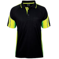 JB's Wear 6SPPS S/S Street Panel Polo - Front View | color:Black/Lime|view:front