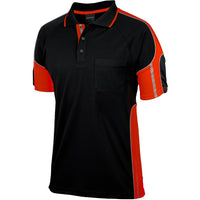 JB's Wear 6SPPS S/S Street Panel Polo - Side View | color:Black/Orange|view:side