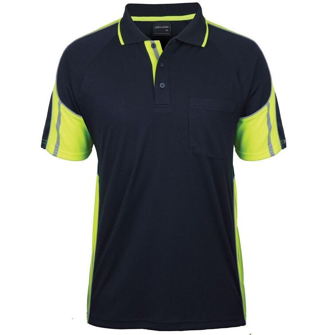 JB's Wear 6SPPS S/S Street Panel Polo - Front View | color:Navy/Lime|view:front