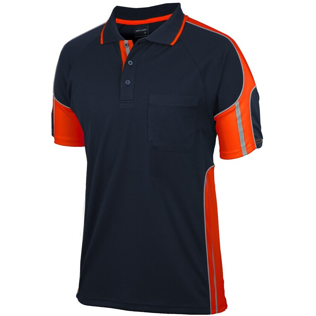 JB's Wear 6SPPS S/S Street Panel Polo - Side View | color:Navy/Orange|view:side