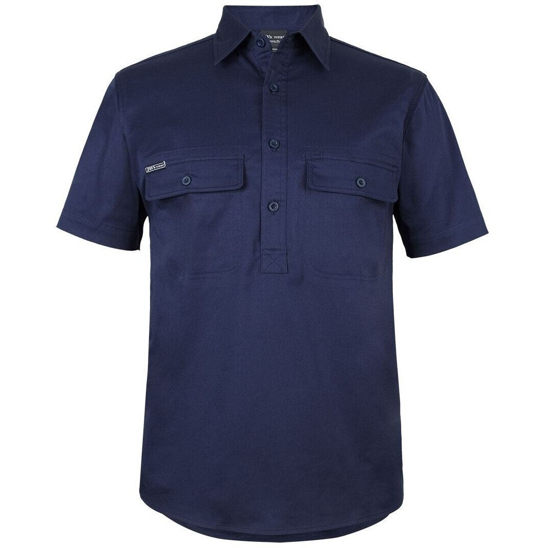 JB's Wear 6WKCS S/S Stretch Close Front Work Shirt - Front View | color:Navy|view:front