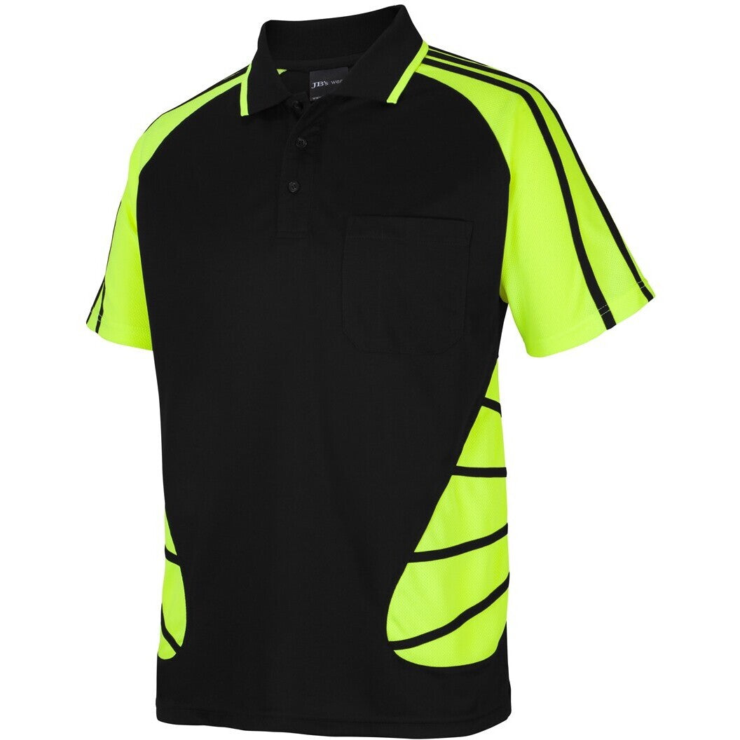 JB's Wear 6HSSP Street Spider Polo - Side View | color:Black/Lime|view:side