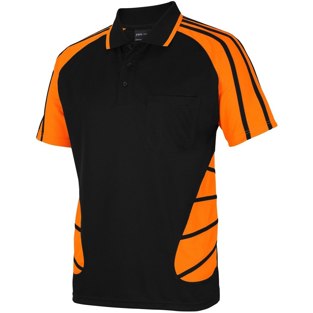 JB's Wear 6HSSP Street Spider Polo - Side View | color:Black/Orange|view:side