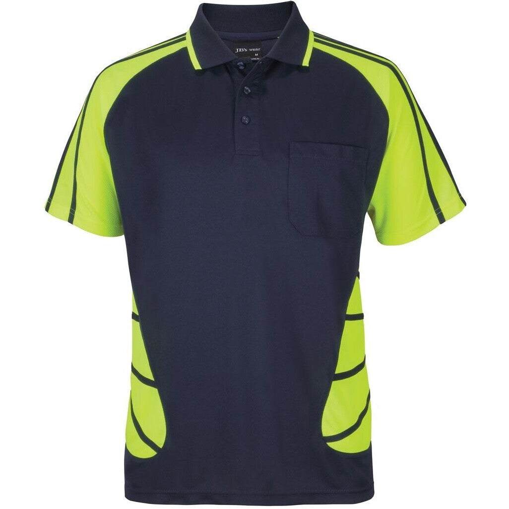 JB's Wear 6HSSP Street Spider Polo - Front View | color:Navy/Lime|view:front