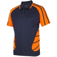 JB's Wear 6HSSP Street Spider Polo - Side View | color:Navy/Orange|view:side