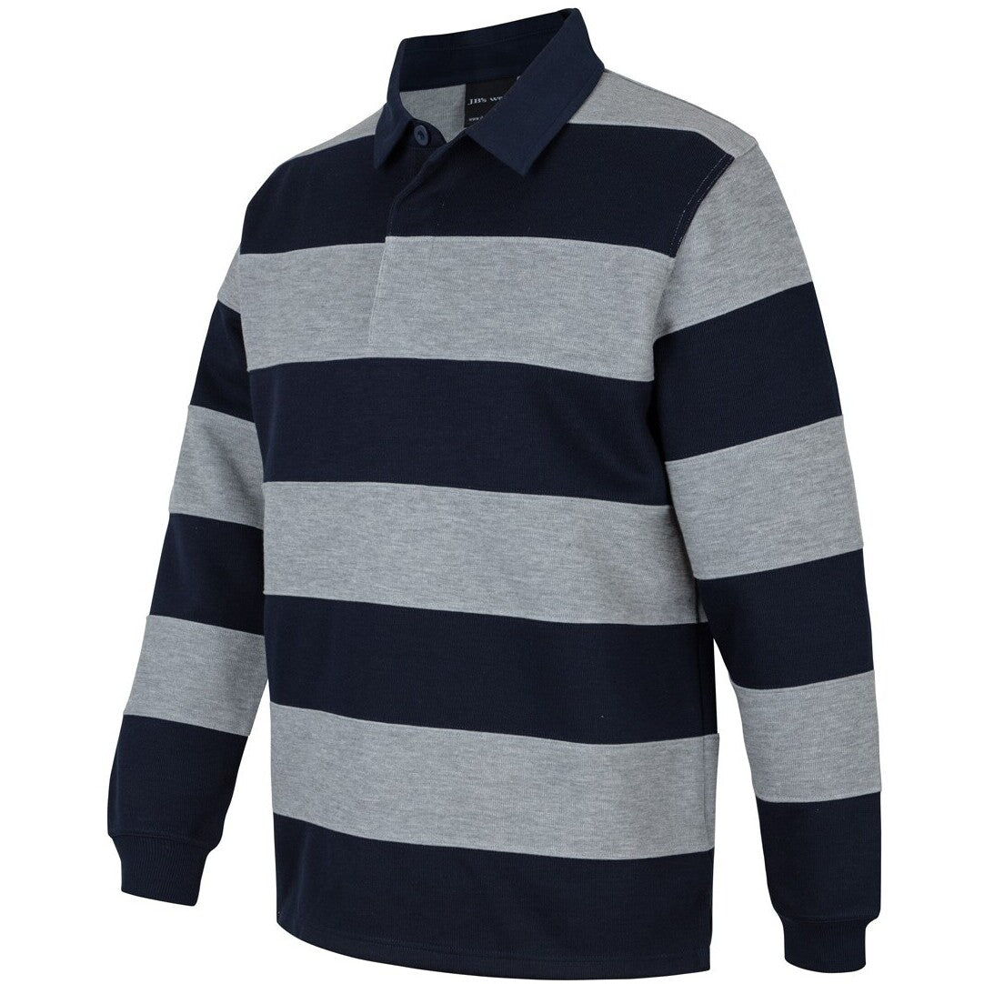 JB's Wear 3SR Striped Rugby - Side View | color:Navy/13% Marle|view:side