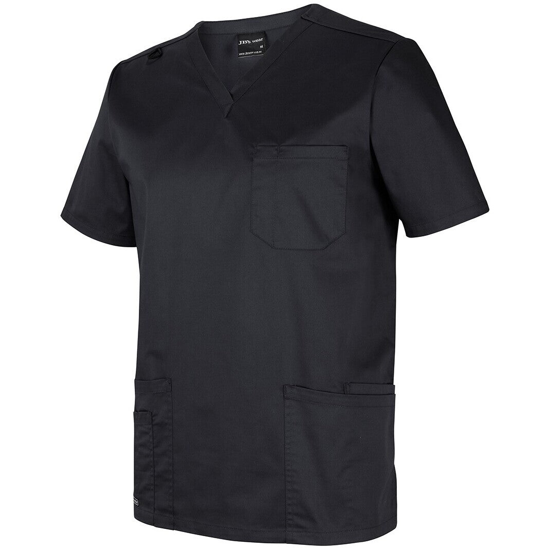 JB's Wear 4SPT Unisex Premium  Scrub Top - Side View | color:Black|view:side