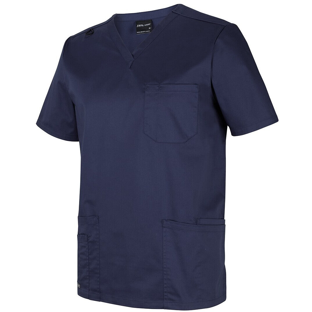 JB's Wear 4SPT Unisex Premium  Scrub Top - Side View | color:Navy|view:side