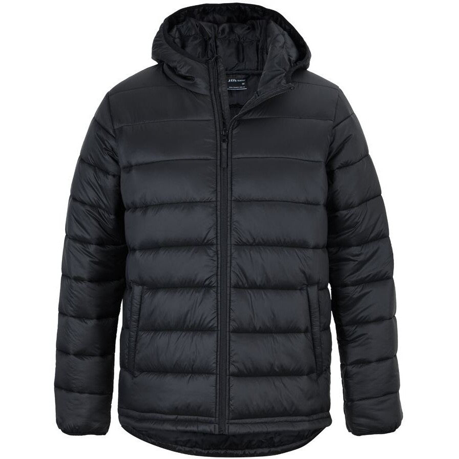 JB's Wear 3AHU Urban Hooded Puffer Jacket - Front View | color:Black|view:front