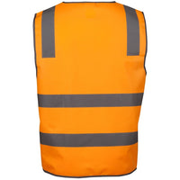 JB's Wear 6DVSV Vic Rail (D+N) Zip Safety Vest - Back View | color:Orange|view:back