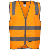 JB's Wear 6DVSV Vic Rail (D+N) Zip Safety Vest - Front View | color:Orange|view:front