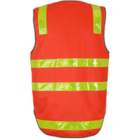 JB's Wear 6DVRV Vic Road (D+N) Zip Safety Vest - Back View | color:Orange|view:back