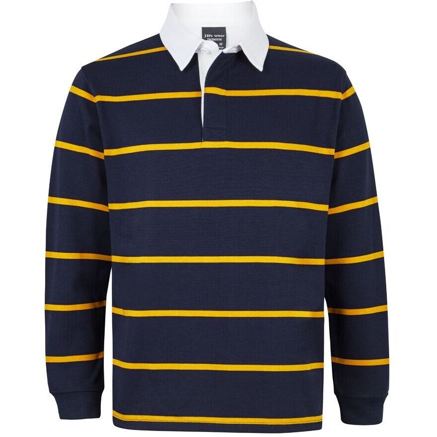 JB's Wear 3RYD Yarn Dyed Rugby - Front View | color:Navy/Gold|view:front